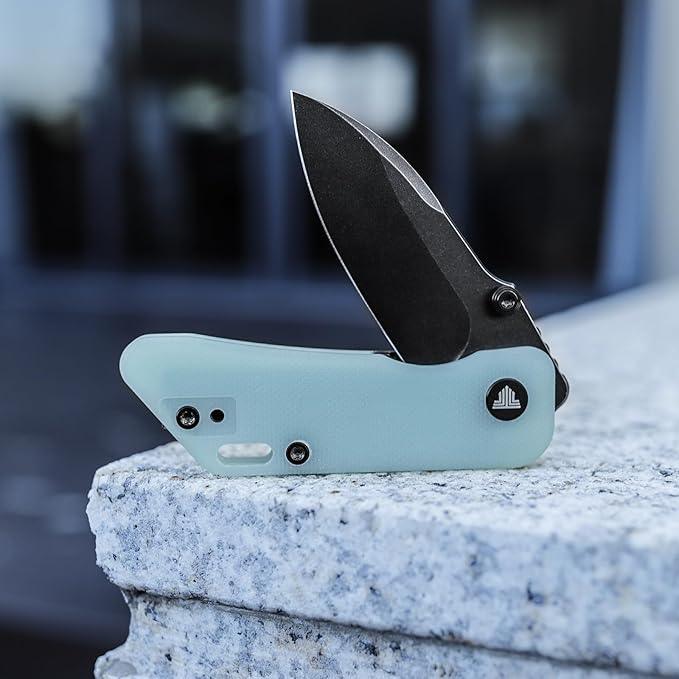 Folding Knife for EDC,2.32in Sandvik 14C28N Stainless Steel Blade, G10 Handle with Clip,Thumb Studs Pocket Knives Gift for Men,Bootes-03