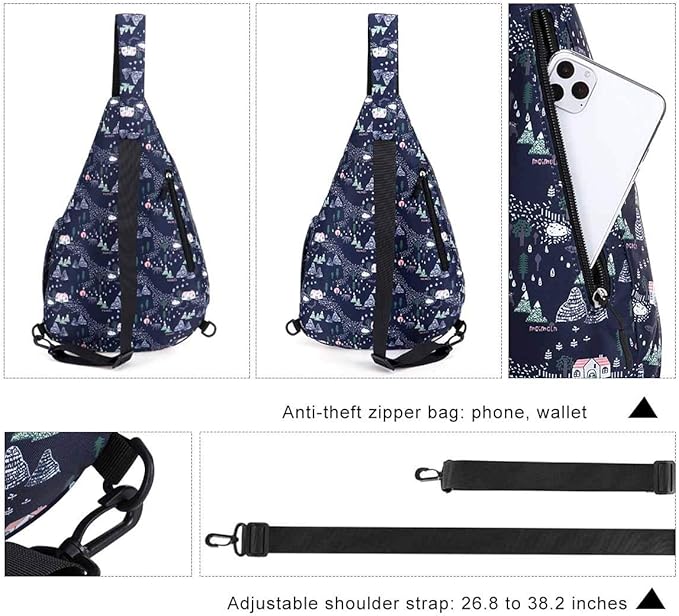 HUA ANGEL Crossbody Sling Bag for Men & Women Lightweight Waterproof Chest Shoulder Bag for Travel Hiking & Everyday Use