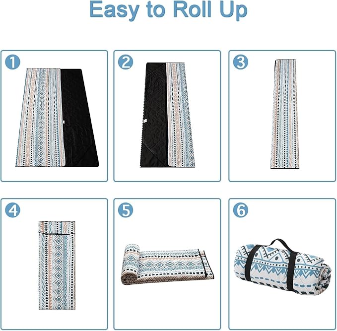 Picnic Blanket Extra Large(79" x 82"), 3-Layer Thickening Camping Blanket, Machine Washable Outdoor Blanket, Wear-Resistant, Soft and Comfortable, Sandproof Beach Mat for Beach, Park, Lawn