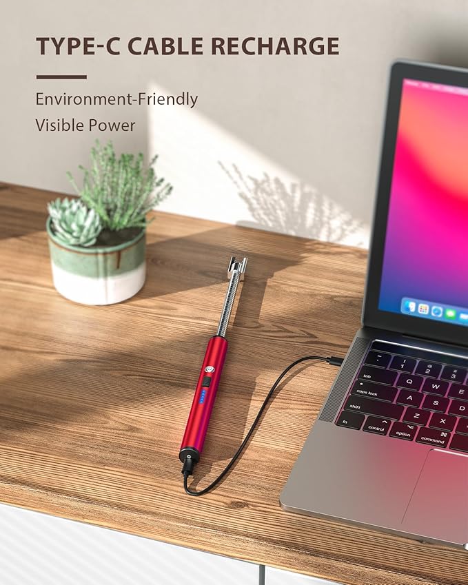 RONXS Lighter Electric Lighter Rechargeable Arc USB Candle Lighters with LED Battery Display, Flexible Neck Windproof Flameless Plasma Long Lighters for Candle BBQ Camping
