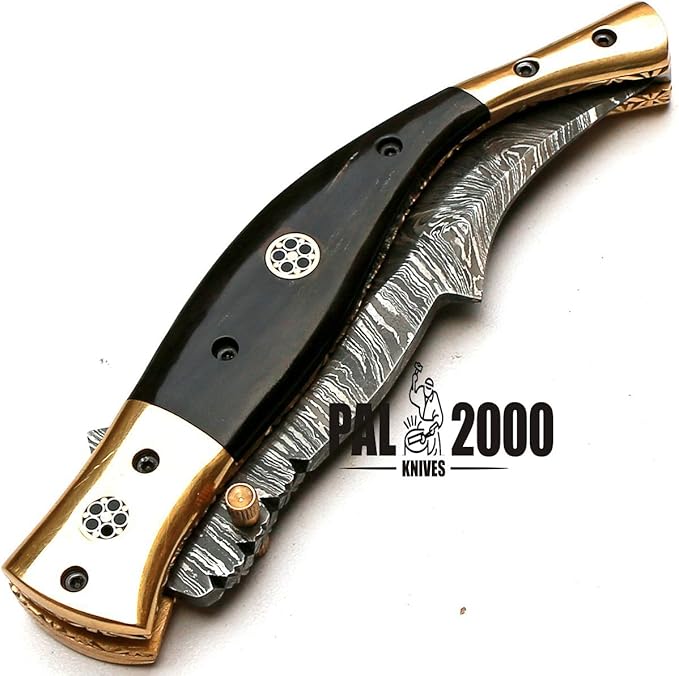 PAL 2000 KNIVES POC-8735 Best Handmade Damascus Pocket Knife Beautiful Folding Knife With Sheath 10 Inch