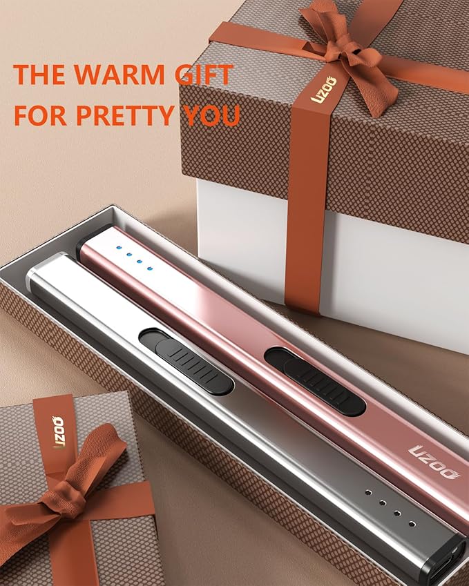 Candle Lighter, Upgraded USB Electric Lighter, Rechargeable Arc Lighter with LED Display, 360° Flexible Neck Flameless Grill Long Lighters for Candle Aromatherapy Camping BBQ Gas Stoves (Rose Gold)