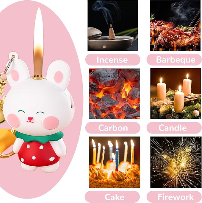 Cute Cartoon Animal Lighter Butane Refill, Pretty Aesthetic, Unique for Women Candles Gifts Camping BBQ (No Butane Fule) (23#)