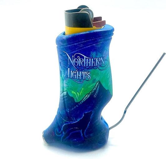 Califari's Toker Poker® - Bic Lighter Sleeve Case Cover Multi Tool, Strain Art Collection, All Inclusive Lighter Holder Tool for Camping Pipe Cleaning & More (Northern Lights)