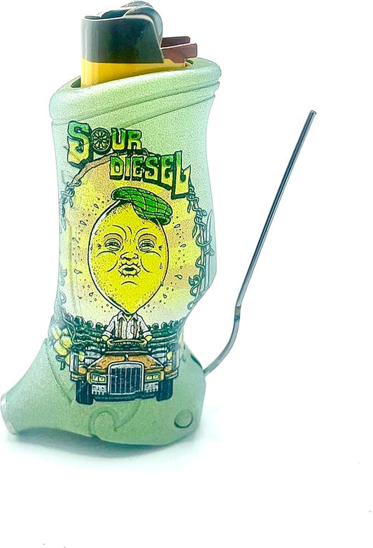 Califari's Toker Poker® - Bic Lighter Sleeve Case Cover Multi Tool, Strain Art Collection, All Inclusive Lighter Holder Tool for Camping Pipe Cleaning & More (Sour Diesel)