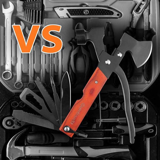 Camping Accessories Multitool, Wood Handle Multi-Tool Hatchet Hammer,Stocking Stuffers for Men Gifts,Guy Gifts, Cool and Unique Christmas Gifts for Boyfriend Husband Grandpa for Hiking Hunting DIY