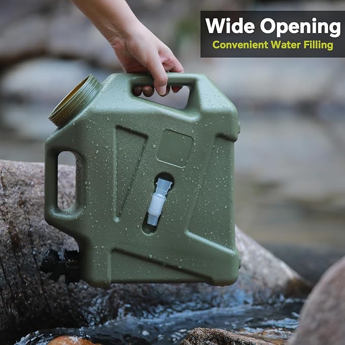 3.2 Gallon Water Jug, Camping Water Container Water Storage with Spigot No Leakage Portable Emergency Water Tank for Outdoor Hiking Camping Essential Picnic Supplies Green