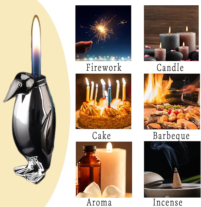 Cute Cartoon Animal Lighter Butane Refill, Pretty Aesthetic, Unique for Women Candles Gifts Camping BBQ (No Butane Fule) (20#)