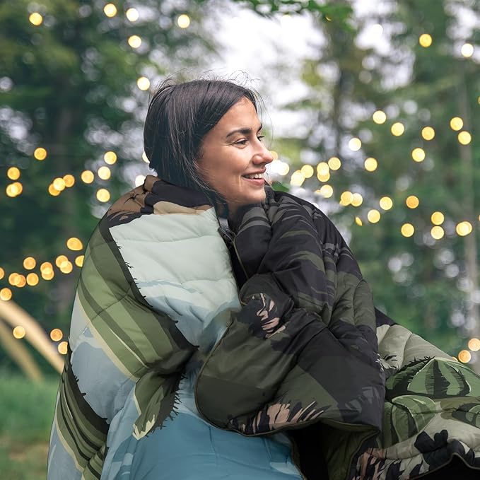 Outdoor Puffy Camping Blanket, Lightweight Windproof Warm Stadium Blanket, Packable Travel Camping Quilt for Cold Weather,Hiking, Backpacking,Sleeping, Hammock, Adventure 78"x 56"