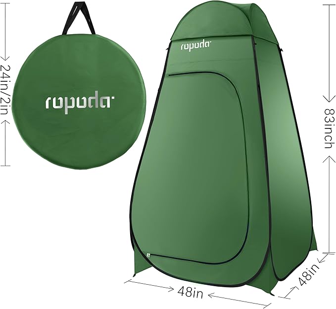 ROPODA Pop Up Tent 83inches x 48inches x 48inches, Upgrade Privacy Tent, Porta-Potty Tent Includes 1 Removable Bottom, 8 Stakes, 1 Removable Rain Cover, 1 Carrying Bag