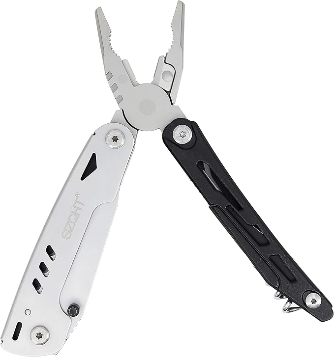 SZQHT Multitool Knife, Multipurpose Pocket Multi Tool Knives (22-in-1) with Detachable XL Spring-Action Scissors, Plier, Screwdrivers and Multi-tool Accessories for Men Survival,Camping, Fishing