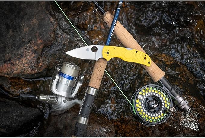 Spyderco Native 5 Salt Knife with 2.95" Corrosion-Resistant LC200N Steel Blade and Lightweight Yellow FRN Handle - PlainEdge - C41PYL5