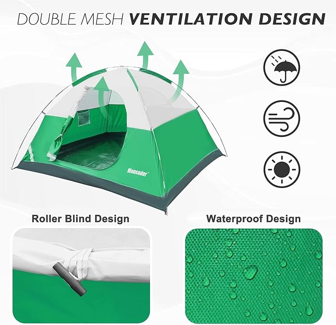 Camping Tent, Waterproof 2/3/4 Person Tents for Camping, Lightweight Easy Set Up Outdoor Hiking Tent Backpacking Tent with Carry Bag, Backpack Tent Suit for Family Beach Hiking Travel
