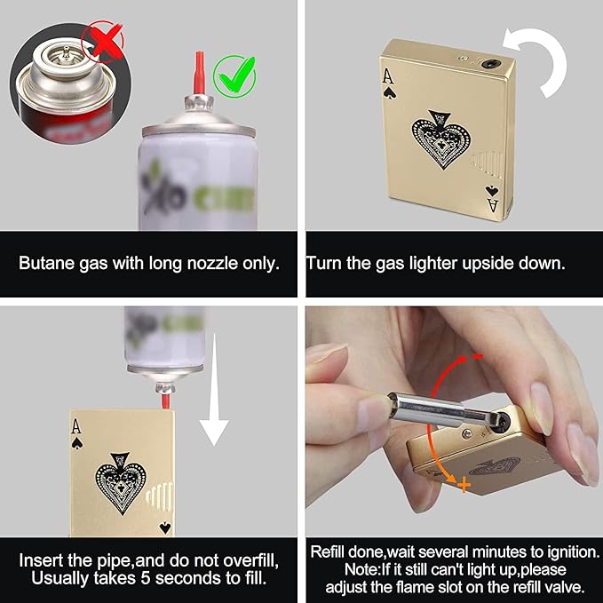 Jet Torch Lighter, Ace Card Green Flame Lighter, Metal Poker Design Windproof Refillable Butane Cool Lighter, Outdoor, Indoor, Camping, BBQ, Candle, Birthday, Gift for Men/Women (Without Gas)