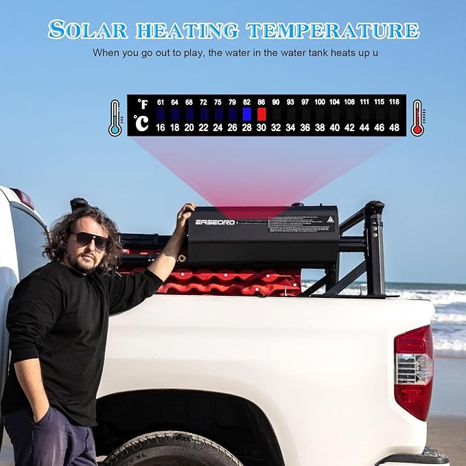 EASEORD 4.5Gallon Upgraded Pressurized Water Tank for Camping Shower, Off Road Shower for Overlanding Portable Water Storage Mount on Bumper,Roof Rack Mount for Vehicles,Trucks,SUV