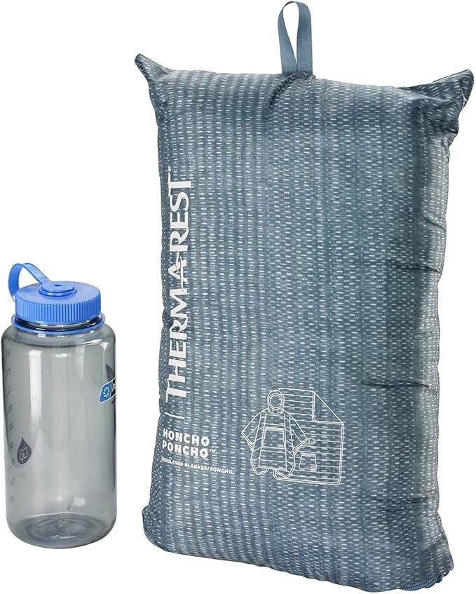 Therm-a-Rest Honcho Poncho Wearable Hoodie Blanket, Blue Woven Print