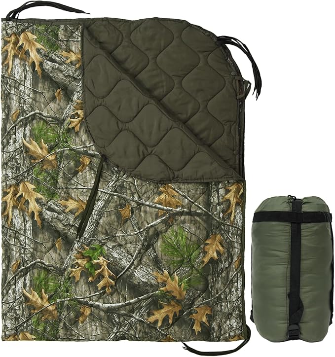 Military Poncho Liner 60”x 79” Camping Blanket Woobie Compact Waterproof for Travel Stadium Outdoor Camping