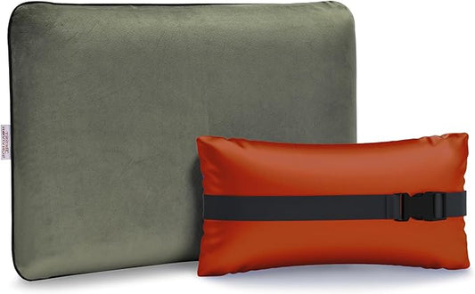 Travel and Camping Pillow -Compressible Memory Foam Pillow for RV, Backpacking, Airplane, Great Neck and Lumbar Support -with Breathable Soft Pillowcase