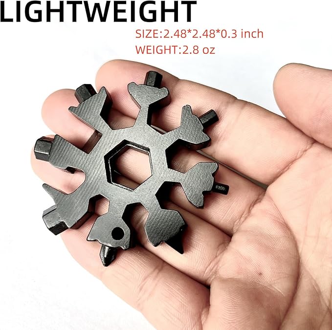 Gifts for Men, FODARSAI 18-in-1 Snowflake Multi Tool, Stocking Stuffers for Men, Cool Camping Tool Gadgets for Men, Unique Gifts for Dad, Husband, Boyfriend (Black)