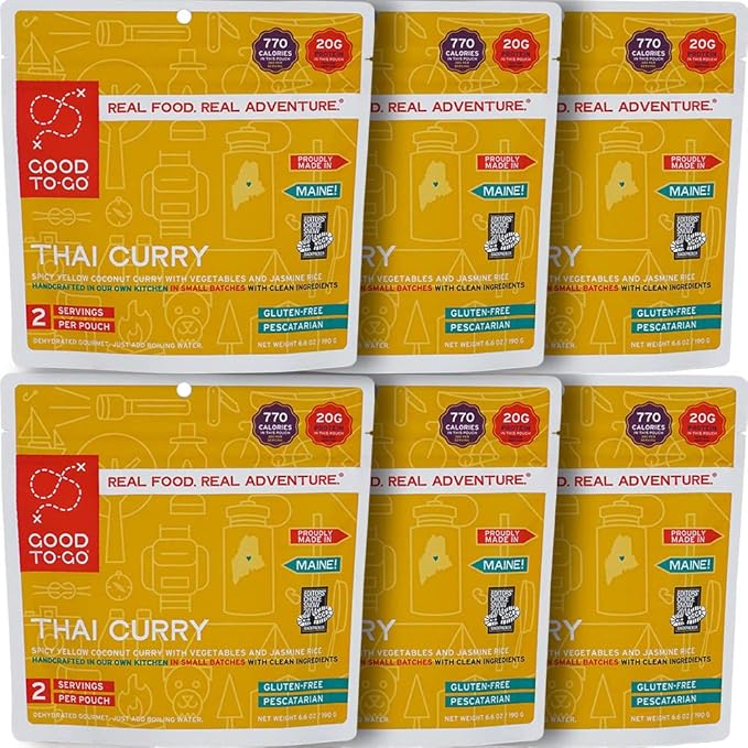 GOOD TO-GO Thai Curry | Camping Food, Backpacking Food | Just Add Water Meals, Backpacking Meals | Dehydrated Meals Taste Better Than Freeze Dried Meals