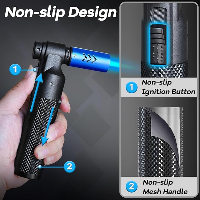Luxgaze 2 Pack Butane Torch Lighters Refillable Jet Flame Portable Butane Torch Mini Refillable Windproof Lighters for Camping Baking Culinary Soldering Cooking Welding BBQ Grill(Gas not Included)