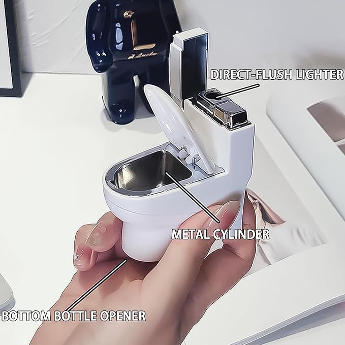Cool Torch Lighters Refillable Creative Toilet Shape Windproof Jet Flame Lighter for Gifts Fireplace Candle Camping BBQ (Without Butane Gas) (20)