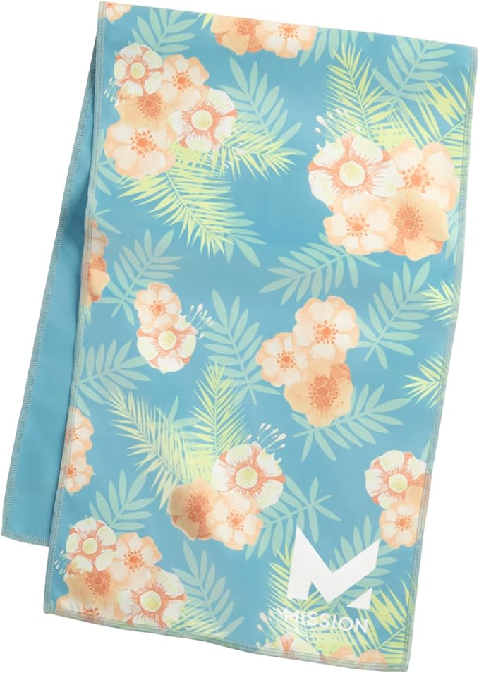 MISSION Original Cooling Towel, Junglebird Bluebell - Soft, Durable Microfiber - Cools Up to 2 Hours - UPF 50 Sun Protection - Machine Washable