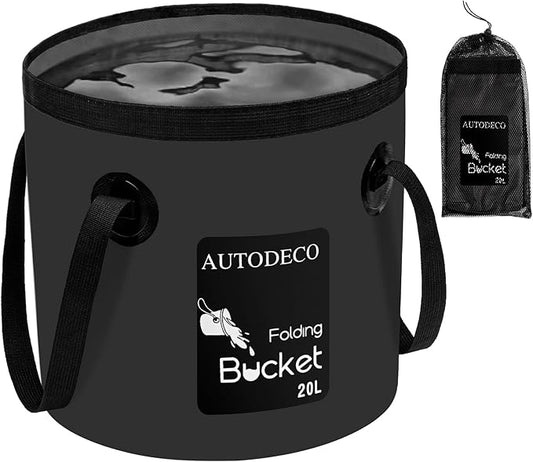 AUTODECO 5 Gallon Collapsible Bucket Water Container Portable Wash Basin for Fishing Camping Car Washing Hiking 20L