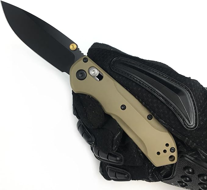 HUAAO 7in Manual Open Pocket Knife, Axis Lock Knife with 2.8in 8Cr13Mov Steel Blade Glass-Filled Nylon Handle, EDC Folding Knife with Clip for Camping Hunting