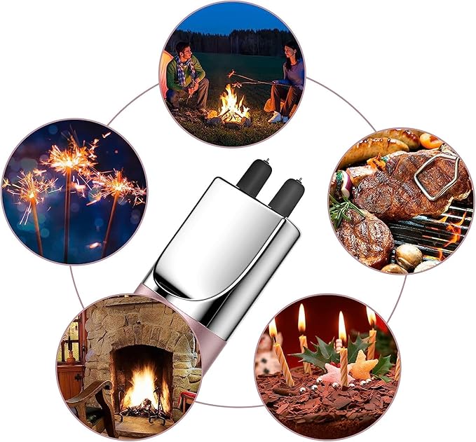 REIDEA Lighter S4 Electronic Candle Lighter USB Rechargeable with Security Lock, Windproof Fast Heat Sinking, Non-Slip Switch Electronic Lighter for Candle, Grill, Camping 2 Pack (Rose Gold + Black)