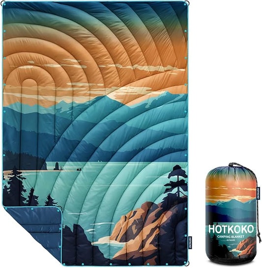 Camping Blanket,Lightweight Down Alternative Puffy Printed Camping Blanket Packable Outdoor Blanket for Camping,Traveling, Stadium, Hiking, Picnics