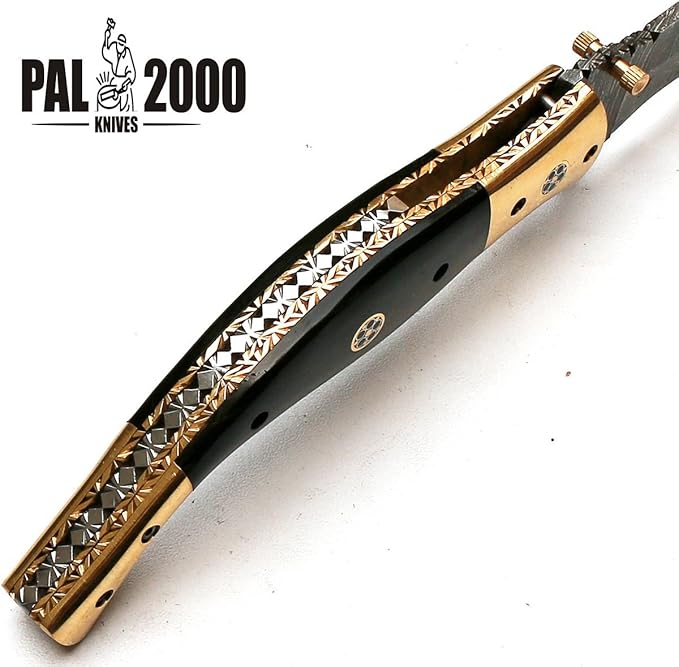 PAL 2000 KNIVES POC-8735 Best Handmade Damascus Pocket Knife Beautiful Folding Knife With Sheath 10 Inch