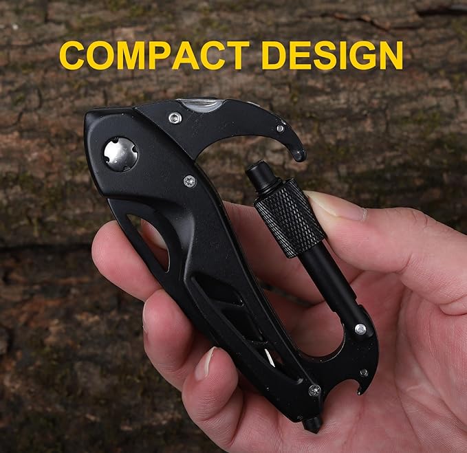 Mens Gifts, Women Gifts - 6 in 1 Multitool Carabiner, Ideal Gift For Outdoor Enthusiasts - Birthday Gifts for Men Women - Excellent Gifts for Camping, Hiking