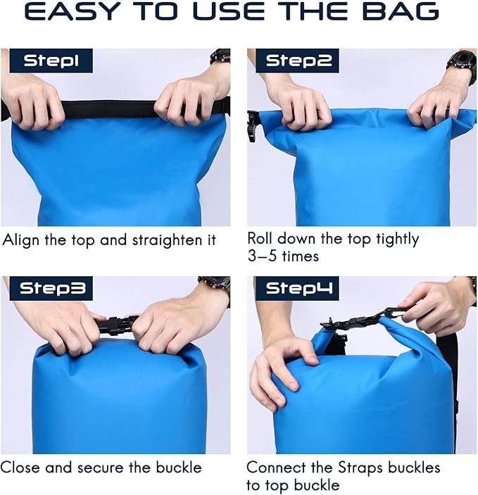Haimont Waterproof Dry Bag Floating Dry Sack Roll Top Drybag Backpack for Kayaking, Rafting, Boating, Fishing with IPX8 Waterproof Phone Case, Blue, 40L