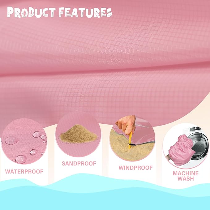 Beach Blanket Waterproof Sandproof 1-8 Adult Oversized 9'×10' Lightweight Durable Compact Sand Free Beach Mat for Travel Camping Hiking Picnic Blanket Extra Large