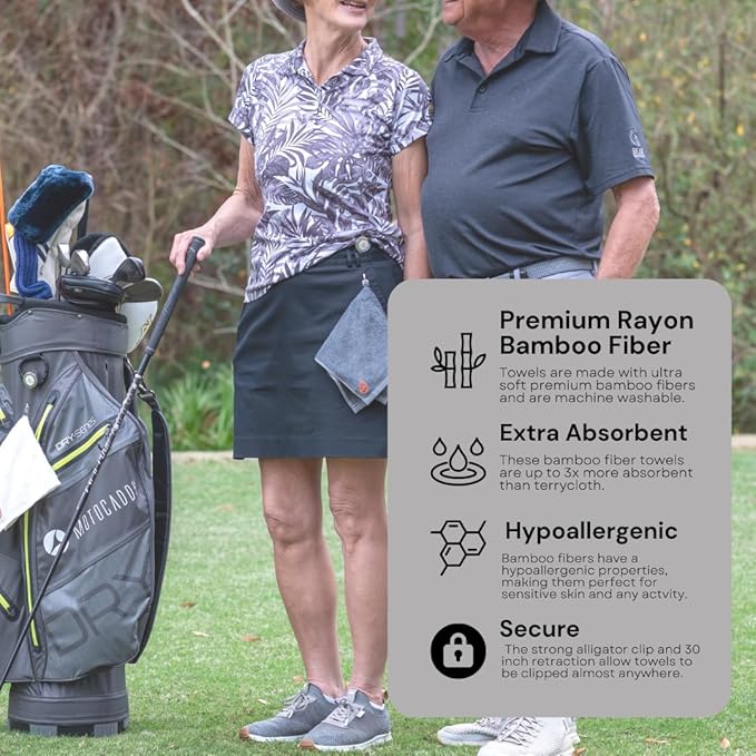 Clippable & Retractable Towels are Perfect for Exercise, Golf, Hiking, Automotive, Fishing, Sports, Yard Work & More (White, 13x13 inch (Large))