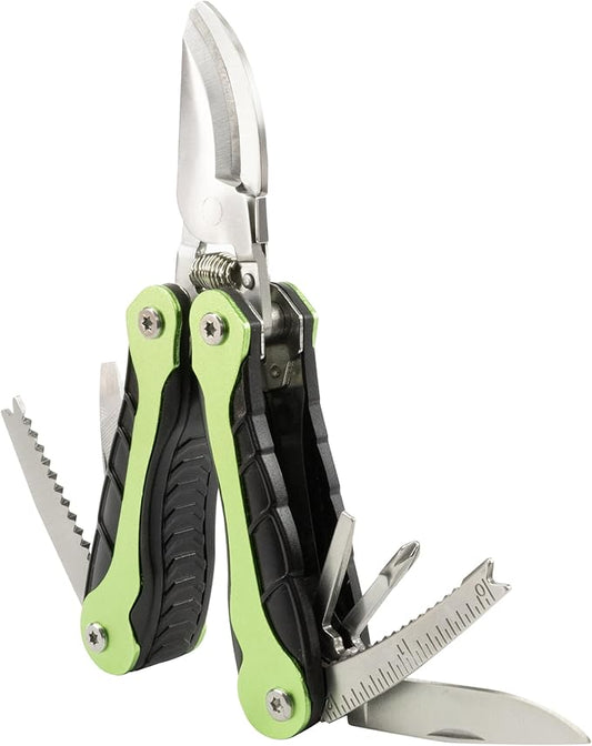 AccuSharp Hand Pruners, Stainless Steel Pruning Shears, 10-in-1 Multipurpose Garden Clippers with Screwdriver, Saw, Knife, Ruler & More, Compact Garden Shears for Gardening, Camping & Survival Tools