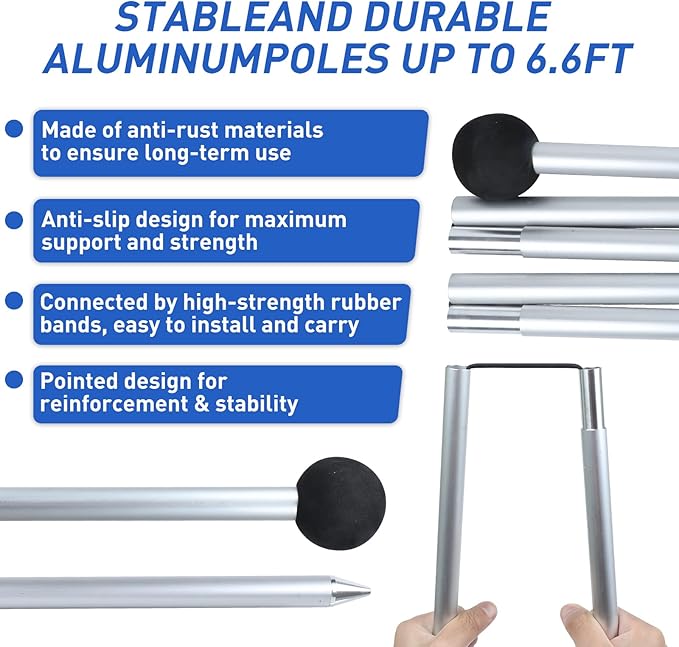 Beach Tent Pop Up Shade Canopy Sun Shelter UPF50+ with 4 Stability Poles/Carry Bag/Ground Pegs/Sand Shovel/Windproof Ropes Portable Outdoor Family Sunshade for Beach Camping(Royal Blue10×10FT)