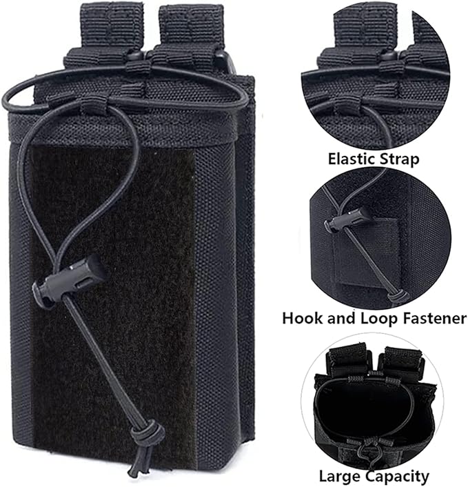 Tactical Radio Holder Molle Radio Pouch Case Heavy Duty Radios Holster Bag for Two Ways Walkie Talkies Adjustable Storage
