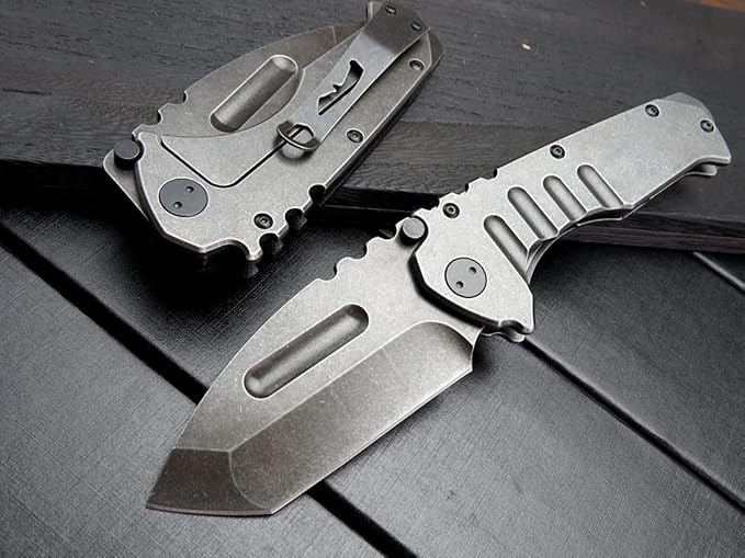 Gtk137 Folding Knife D2 Steel Blade G10 &Steel Handle EDC Tool Knife for Outdoor Camping(Steel)