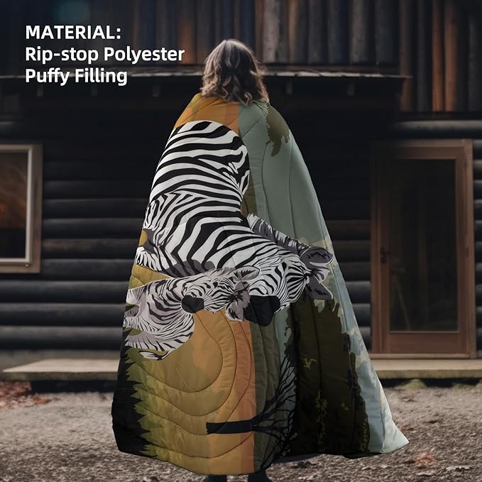 Outdoor Puffy Camping Blanket, Lightweight Windproof Warm Stadium Blanket, Packable Travel Camping Quilt for Cold Weather,Hiking, Backpacking,Sleeping, Hammock, Adventure 78"x 56"
