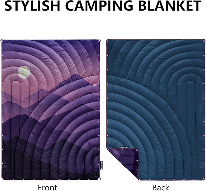 Camping Blanket,Lightweight Down Alternative Puffy Printed Camping Blanket Packable Outdoor Blanket for Camping,Traveling, Stadium, Hiking, Picnics