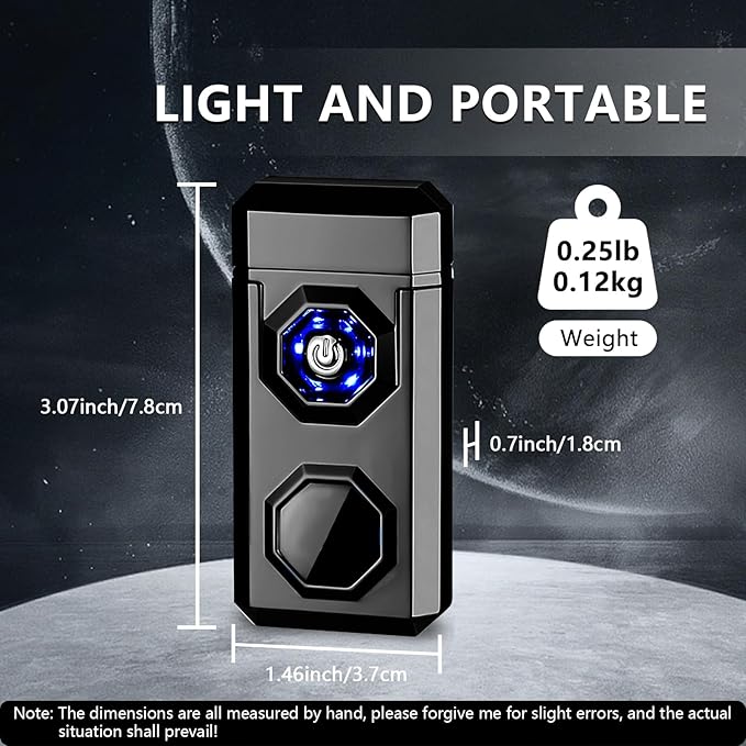 SKRFIRE Electric Lighter Rechargeable USB C Arc Plasma Lighter High Power Flame Cool Lighter Windproof Electronic Candle Lighter with LED Flashlight for Candle, Firework, Incense (Black)