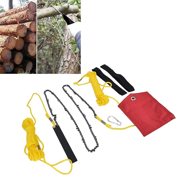 Atyhao , 48 Inch Tree Limb Hand Rope Chain Saw 63 Teeth Comfortable Handle High Hardness Folding Pocket Chainsaw for Tree Pruning