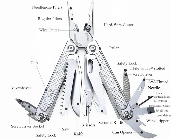 SQT2048 20-in-1 Multitool, Gifts for Men, Foldable & Self-Locking, Professional Multitool for DIY, Outdoor Camping, and Home Repairs...