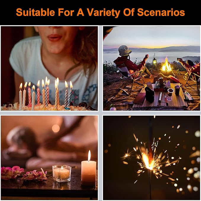 Electric Lighter, Rechargeable Candle Lighter, USB Lighter with Safe Button, Birthday Candles Sparklers, No Fuel Needed, Perfect for Grill Kitchen BBQ Camping (Black)