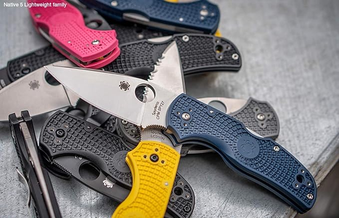 Spyderco Native 5 Salt Knife with 2.95" Corrosion-Resistant LC200N Steel Blade and Lightweight Yellow FRN Handle - PlainEdge - C41PYL5
