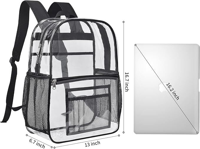 USPECLARE Clear Backpack for Stadium Approved 12×6×12, Water proof Clear Bag for Stadium Events and Concert Work Sport Event