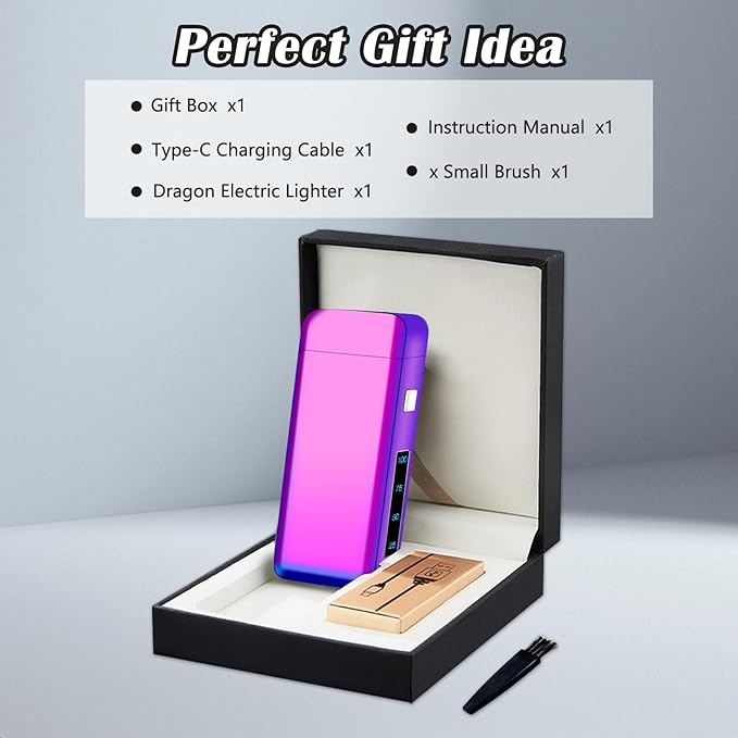SKRFIRE Plasma Lighters Rechargeable Dragon USB Lighters, Electric Lighter Windproof Electronic Arc Flame Lighter with LED Power Display for Candle, Incense, Gifts for Men, Women (Color)