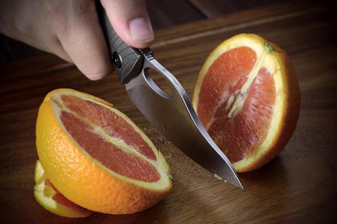 Knife Amuse-C04 Thumb Hole Knife,3.85" M390 Steel Blade Stonewashed,6AL4V Titanium Handle,Frame Lock Folding Knife,Titanium Pocket Clip(Black)